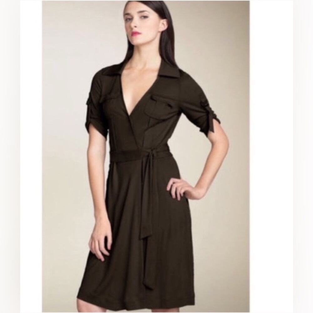 DVF Brown Safari Wrap Mini Dress Size 2